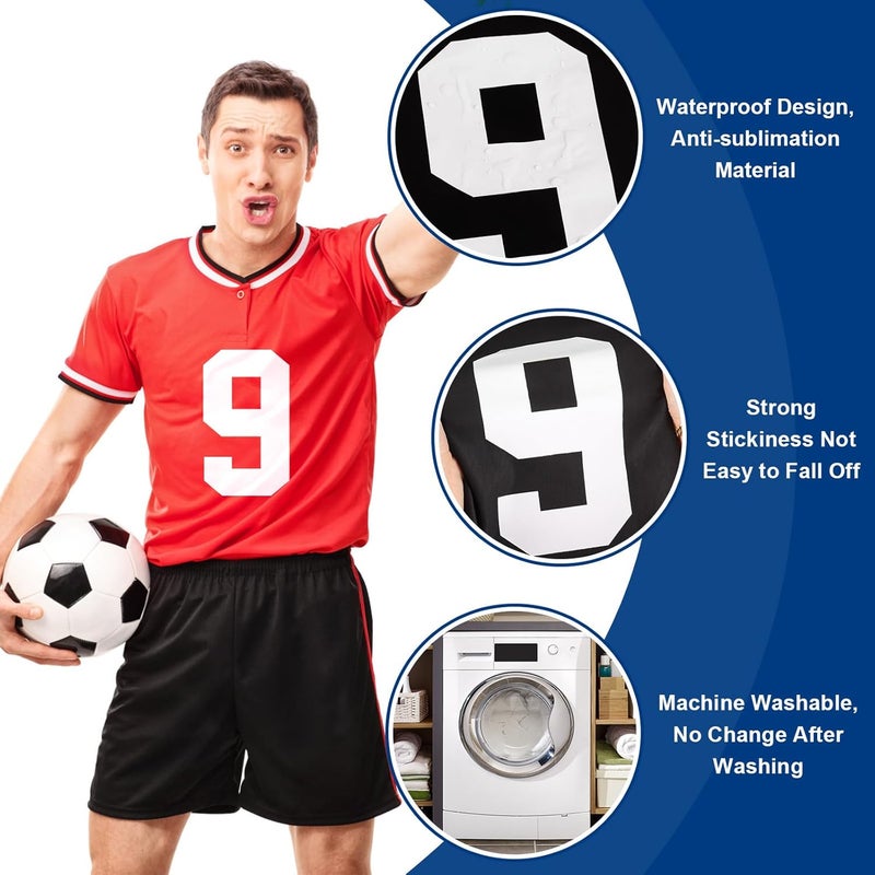 LIGHOON 33 Pcs 8 Inch Iron on Numbers Jersey Heat Transfer Numbers Big 0 to 9 Heat Press Numbers Stickers for Sports T Shirts Football Basketball Baseball Team Uniform Fabric Clothing (White) - Image 4
